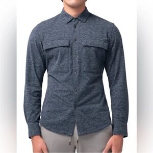 Good Man Brand Star Flex Stadium Button Up Shirt Navy Blue Jacket